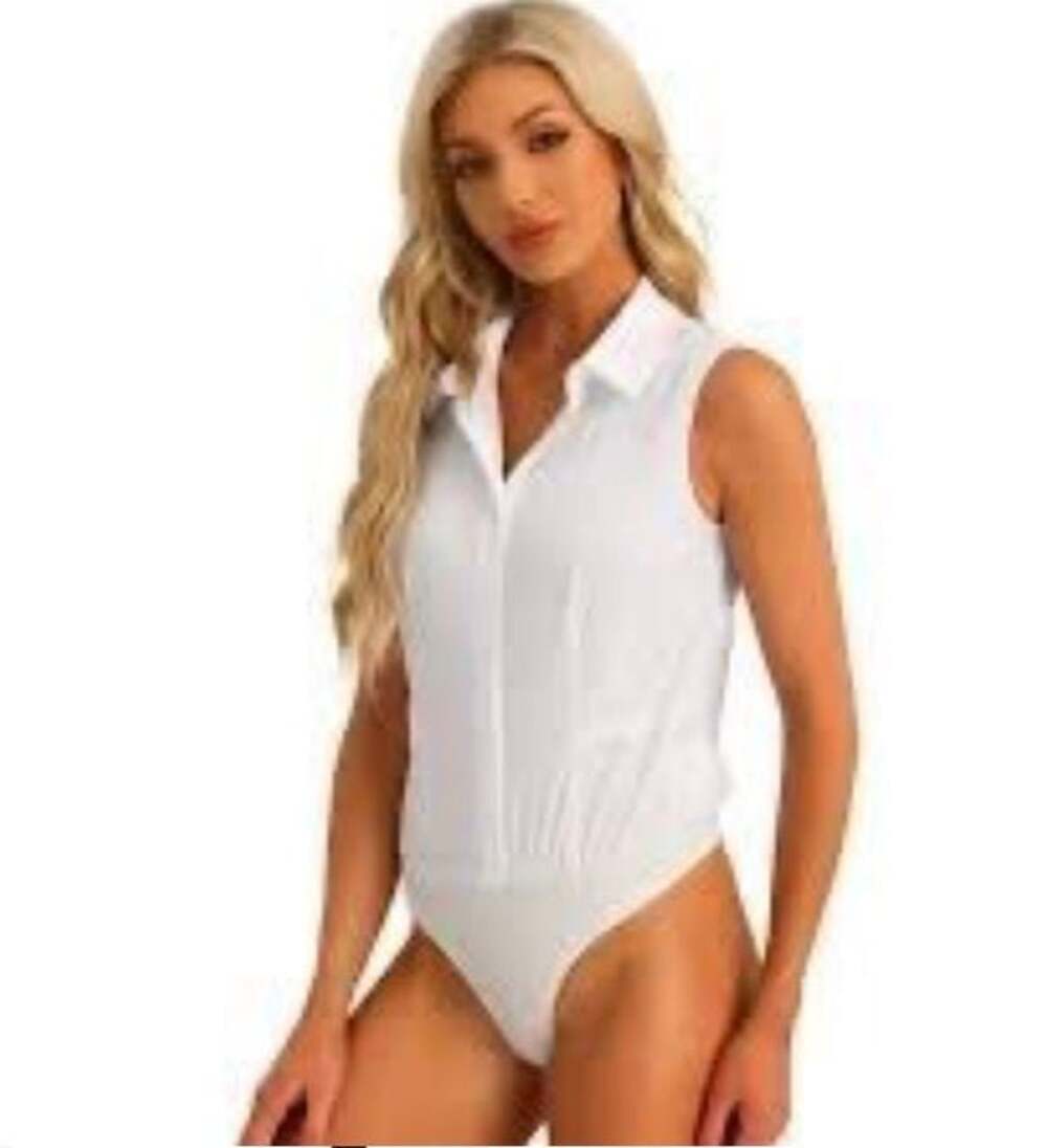 Theory Sleeveless Button-Down Bodysuit White Size L